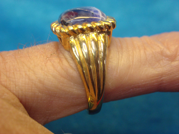 Stunning Gold Vermeil & Sodalite Ring (Size 8.5) - Like New