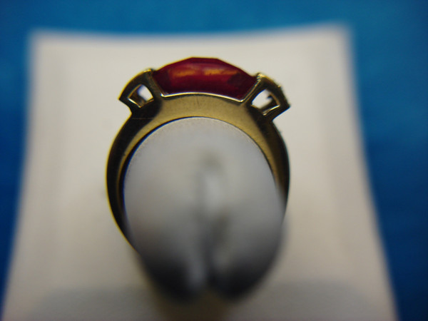 Sterling Silver & Gold Vermeil Men's Ring - Red Stone, Sim Diamond Accents