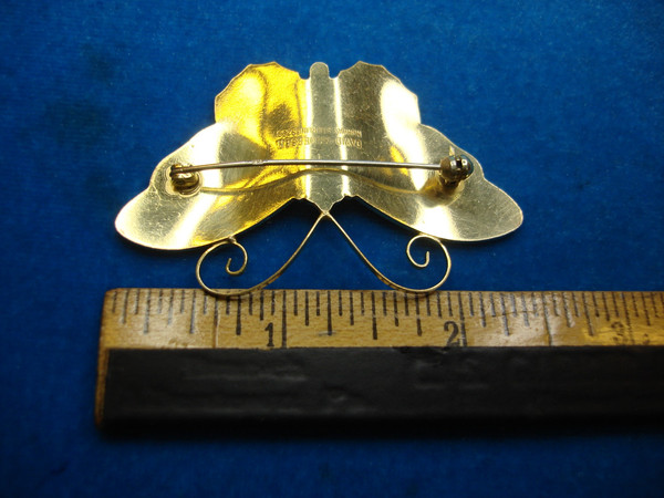 David Andersen Sterling Silver Butterfly Brooch Pin - Multicolor Enamel, Pre-Owned Excellent Condition