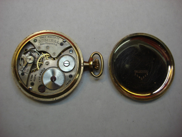 Vintage Admiral Pocket Watch by Tacy Watch Co., 6 Jewel, Gold Filled Case (Needs Restoration)