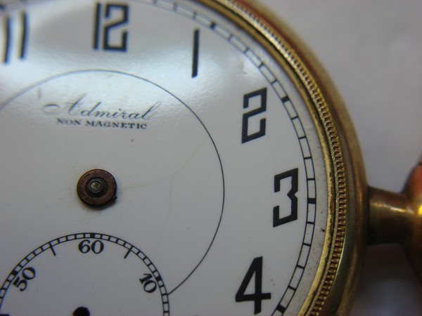 Vintage Admiral Pocket Watch by Tacy Watch Co., 6 Jewel, Gold Filled Case (Needs Restoration)