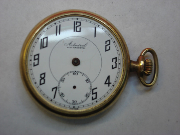 Vintage Admiral Pocket Watch by Tacy Watch Co., 6 Jewel, Gold Filled Case (Needs Restoration)