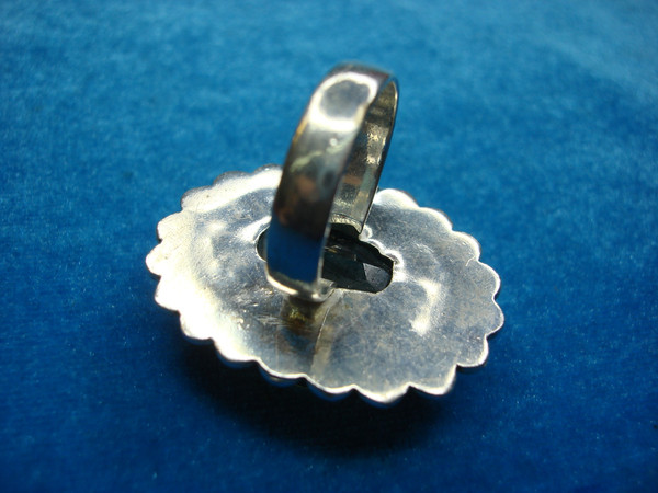 Extra Large Sterling Silver Peridot Ring (Size 8.5) - Vintage, Pre-Owned