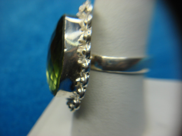 Extra Large Sterling Silver Peridot Ring (Size 8.5) - Vintage, Pre-Owned