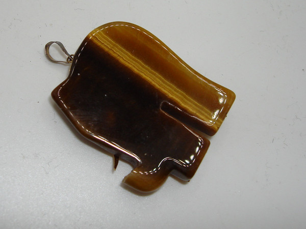 Vintage 14K Gold & Ruby Elephant Tiger's Eye Pendant - Statement Jewelry