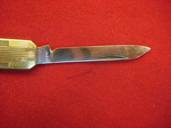 Vintage U.S.A. Vest Pocket Knife - Two Blades, Gold Tone Panels - Collectible