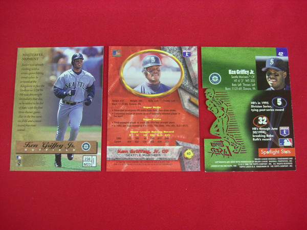 Ken Griffey Jr. Seattle Mariners Baseball Card Lot (3 Cards) - Vintage & Collectible