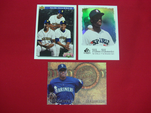 Vintage Ken Griffey Jr. Baseball Card Lot (3 Cards) - Seattle Mariners, Including Family Feature