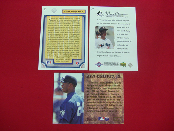 Vintage Ken Griffey Jr. Baseball Card Lot (3 Cards) - Seattle Mariners, Including Family Feature