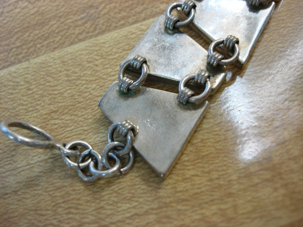 Vintage Sterling Silver & Red Jasper Bracelet - 7