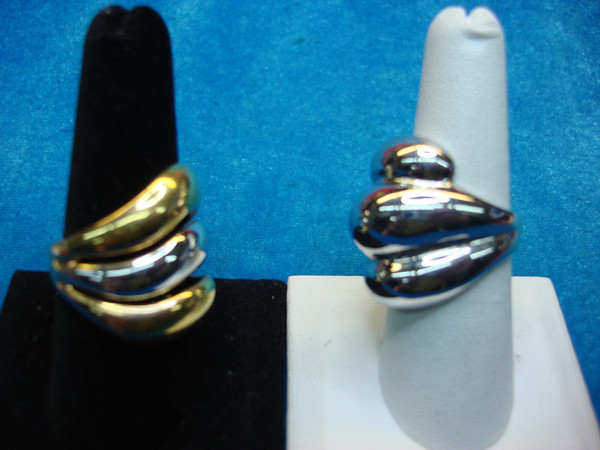 Gold & Silver Tone Fashion Ring Set - Size 7.5 & 9
