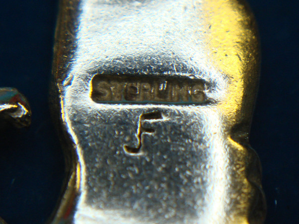 Sterling Silver Heraldic Eagle Pendant & Chain - Signed 'JF' - Native American Inspired