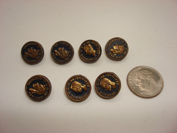 Vintage George VI Buttons (Set of 7) - British Monarch Collectible