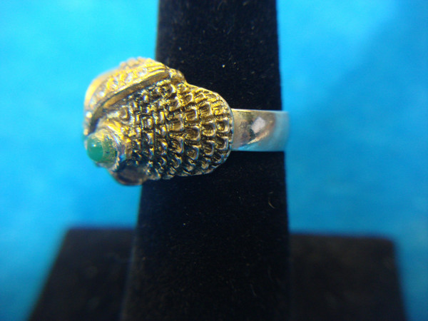 Vintage Gold-Tone Owl Ring with Simulated Diamond Accents - Size 6+ Adjustable
