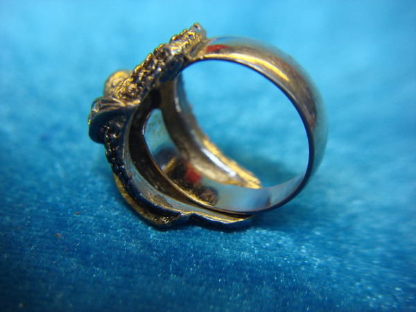 Vintage Gold-Tone Owl Ring with Simulated Diamond Accents - Size 6+ Adjustable