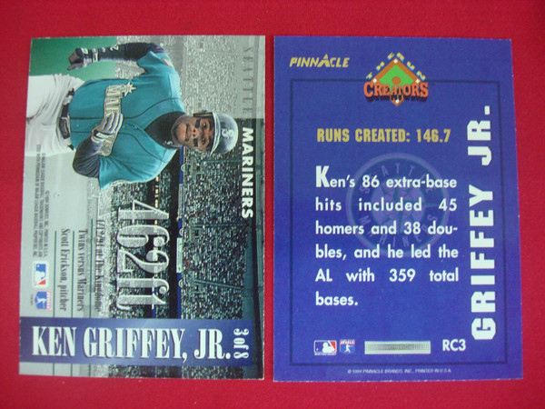 Vintage Ken Griffey Jr. 1994 Pinnacle Run Creators & Donruss Long Ball Leaders Card Lot -  (2 Cards)
