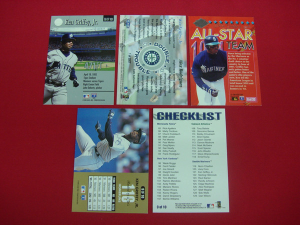 Vintage Ken Griffey Jr. Seattle Mariners Insert Baseball Card Lot (5 Cards)