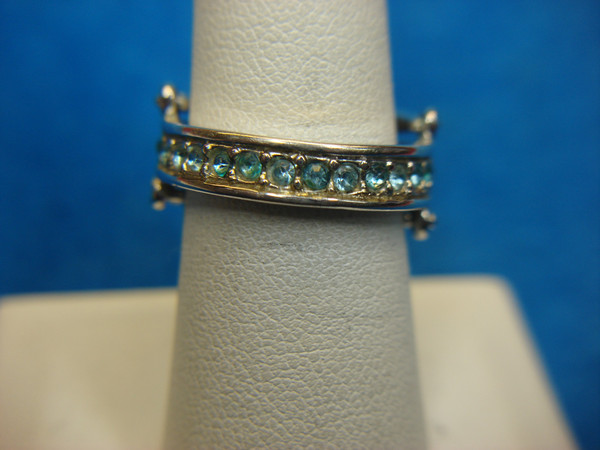 Reversible Silver Tone Ring with Multicolor Stones - Size 7.5