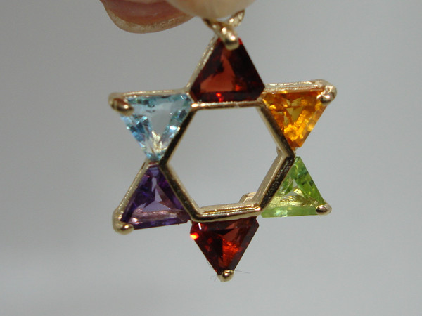 14K Gold Star of David Pendant with 1.5 Carat Topaz - Stunning Jewish Jewelry Gift
