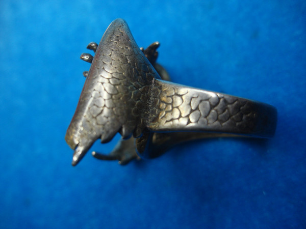 Sterling Silver Flying Dragon Ring - Size 7.5, Detailed Cosplay Jewelry