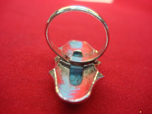 3 Silver Tone Rings with Faux Turquoise - Sizes 6 & Adjustable 7