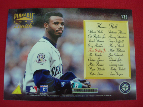 1996 Pinnacle Zenith Ken Griffey Jr. Honor Roll Foil Baseball Card #135 (Seattle Mariners)