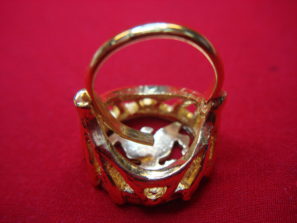 Gold Tone Ring with Heraldic Eagle - Vintage Inspired, Adjustable & Like Old Silver Dollars