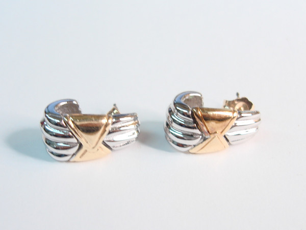 Krementz Sterling Silver & 14k Gold Classic Pierced Earrings - Elegant Timeless Design