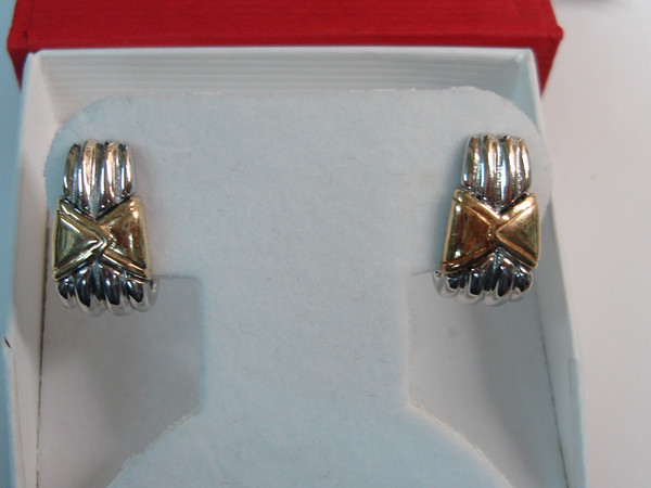 Krementz Sterling Silver & 14k Gold Classic Pierced Earrings - Elegant Timeless Design