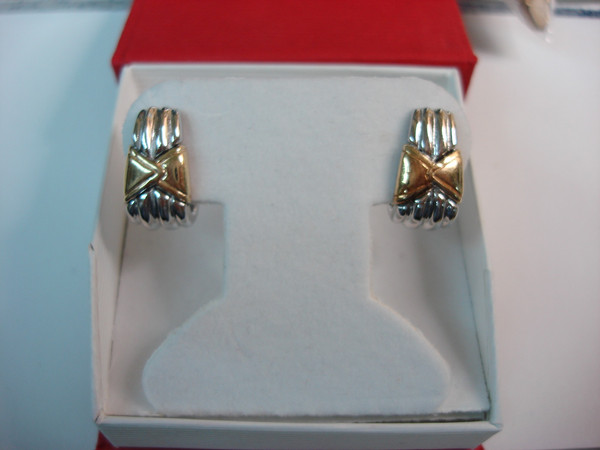 Krementz Sterling Silver & 14k Gold Classic Pierced Earrings - Elegant Timeless Design