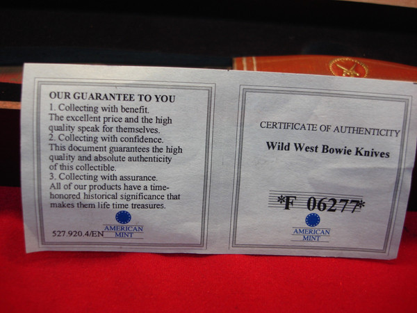 Buffalo Bill Cody Wild West Bowie Knife - Limited Edition, 2001 - Mint Condition