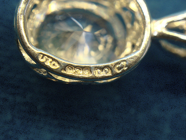 Sterling Silver Cubic Zirconia Pendant Necklace - 18 Inch Box Chain, Pre-Owned Excellent Condition