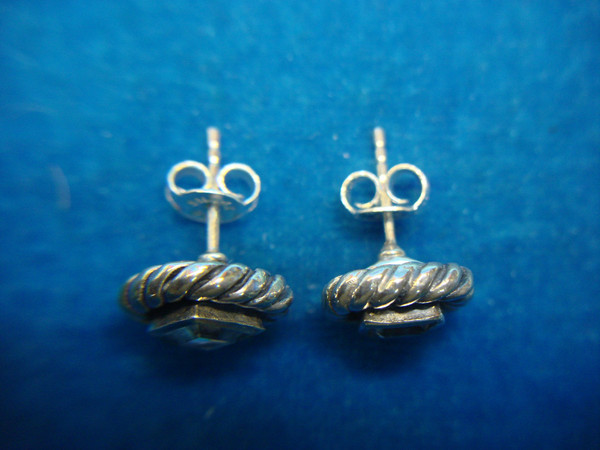 Sterling Silver Blue Topaz Stud Earrings - Pre-Owned, Excellent Condition