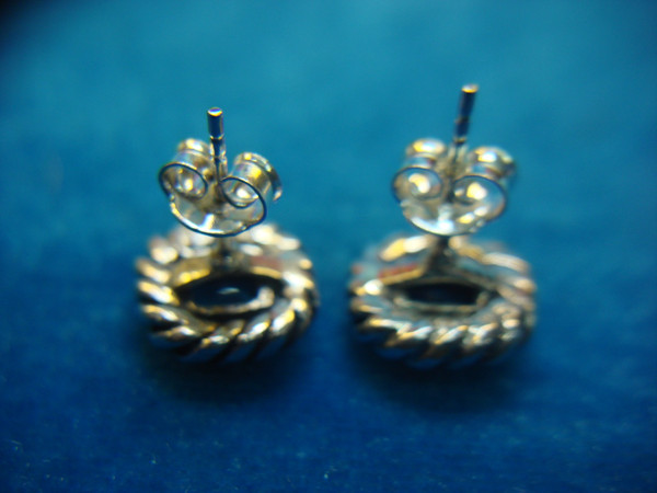 Sterling Silver Blue Topaz Stud Earrings - Pre-Owned, Excellent Condition