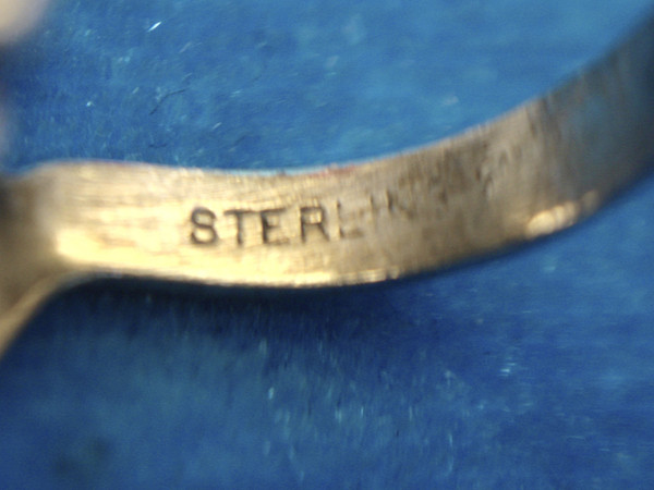 Sterling Silver Ring with Amber Oblong Stone - Fancy Setting (Size 5)