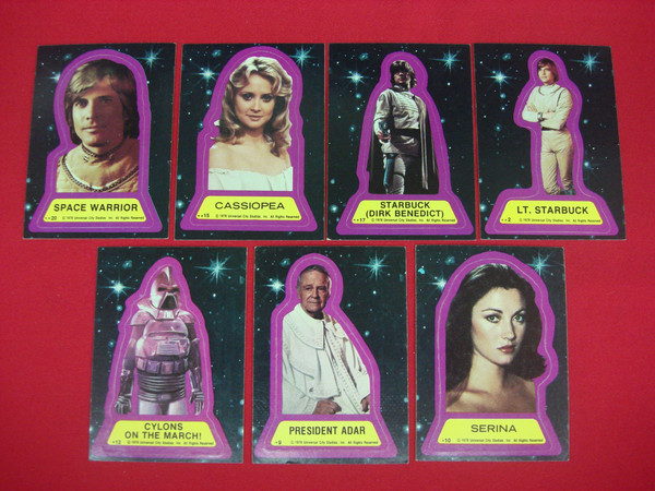 Vintage 1978 Topps Battlestar Galactica Trading Card Stickers (Lot of 8) - Great Condition