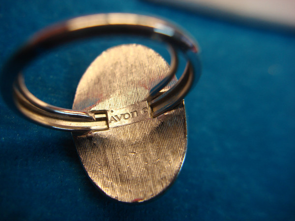 Avon Pink Oval Stone Ring with Brilliants - Adjustable Size 6-9