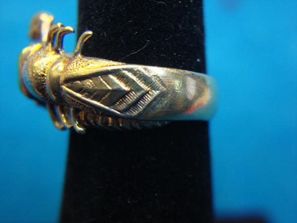 Sterling Silver Scorpion Ring with Gold Vermeil - Size 5, Pre-Owned