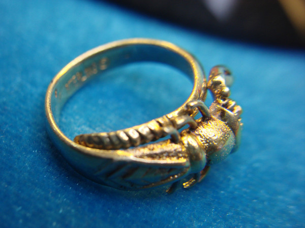 Sterling Silver Scorpion Ring with Gold Vermeil - Size 5, Pre-Owned