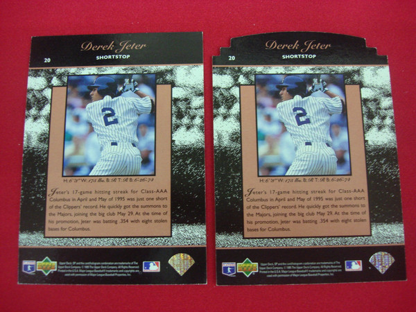 Derek Jeter 1995 Upper Deck SP Championship Foil Base & Die-Cut Parallel #20 - Excellent Condition