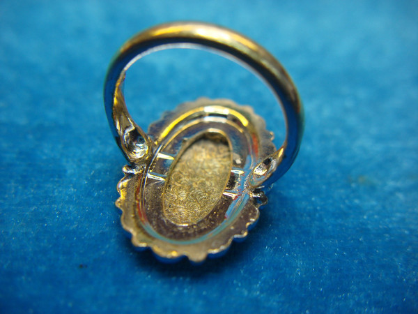 Vintage Silver Tone Ring with Cloisonné Enamel Design - Size 5