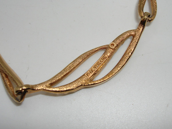 Vintage Vendôme Gold Tone Snake Chain Necklace with Rhinestones (17
