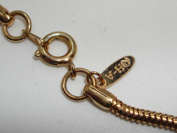 Vintage Vendôme Gold Tone Snake Chain Necklace with Rhinestones (17