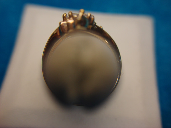 Elegant Gold Tone Cocktail Ring with Round & Marquise Simulated Diamonds (Size 7 3/4)