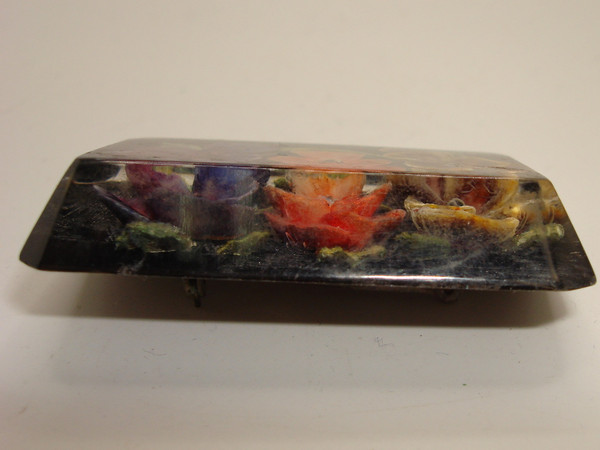 Vintage 1930s Lucite Pansy Pin - Reverse Carved Floral Brooch (2 Inch)