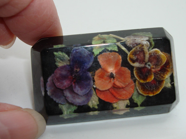 Vintage 1930s Lucite Pansy Pin - Reverse Carved Floral Brooch (2 Inch)