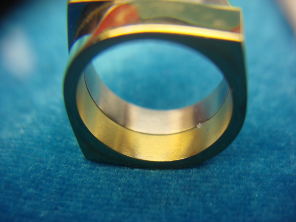 Gold & Silver Two-Tone Offset Segment Ring - Size 7 (Pre-Owned)