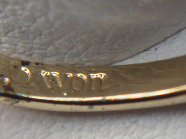 Avon Gold Tone Ring with Green Stone & Cubic Zirconia Accents - Size 9