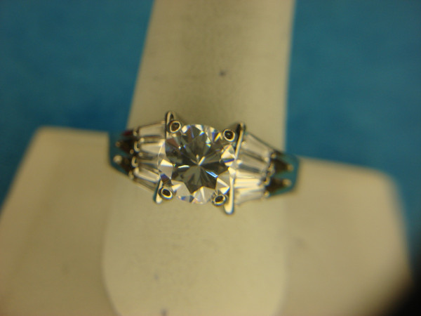 Sparkling 8mm Faux Diamond Bling Ring with Baguettes - Size 10 3/4