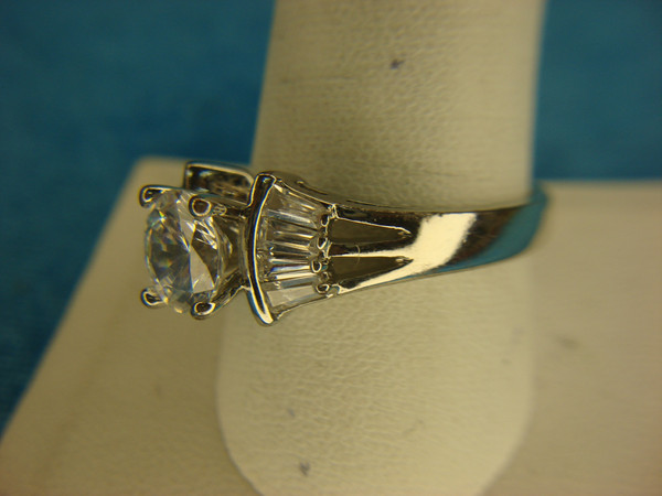 Sparkling 8mm Faux Diamond Bling Ring with Baguettes - Size 10 3/4